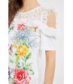 T shirt top renda verao floral etnica 101 idées 'Antibes'